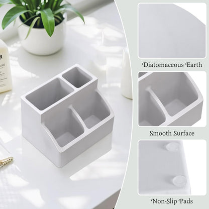 Luxspire Diatomite Toothbrush Holder, 4 Slots, Light Gray