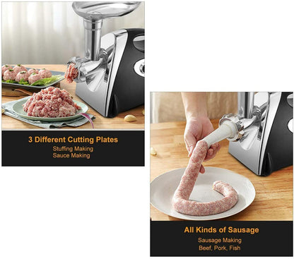Electric Meat Grinder and Duty Household Sausage Maker Meats Mincer Food Grinding Mincing Machine with Kibbe Attachement  Powerful 2800W Copper