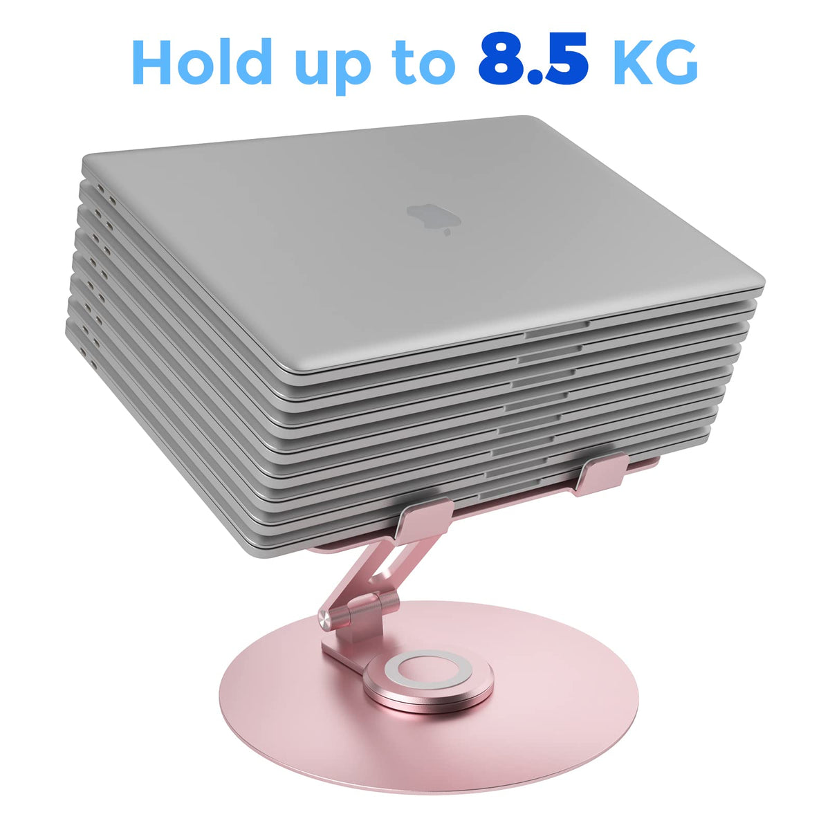 Swivel Laptop Stand for Desk, Adjustable Height Aluminum Computer Stand with 360 Rotating Base, Foldable Ergonomic Riser