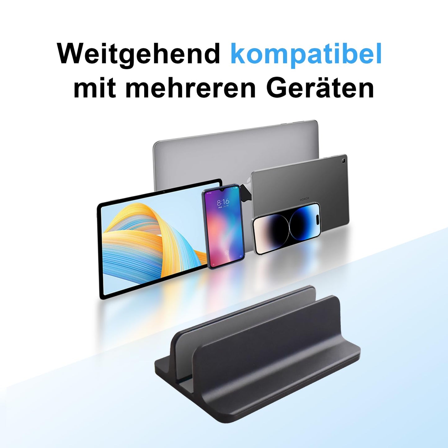 Willdone Vertical Laptop Stand, Aluminium Adjustable Notebook Stand, Space Saving Holder for MacBook Pro/Air, iPad, Samsung, Huawei, Surface, Dell