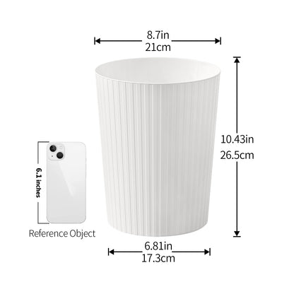 Cetomo 7.2L*6 Plastic Waste Paper Bin, Trash Can, Small Bins, Bedroom Bin, Round Waste Basket with Solid Stripe for Kitchen Rooms, Nesting, Matte