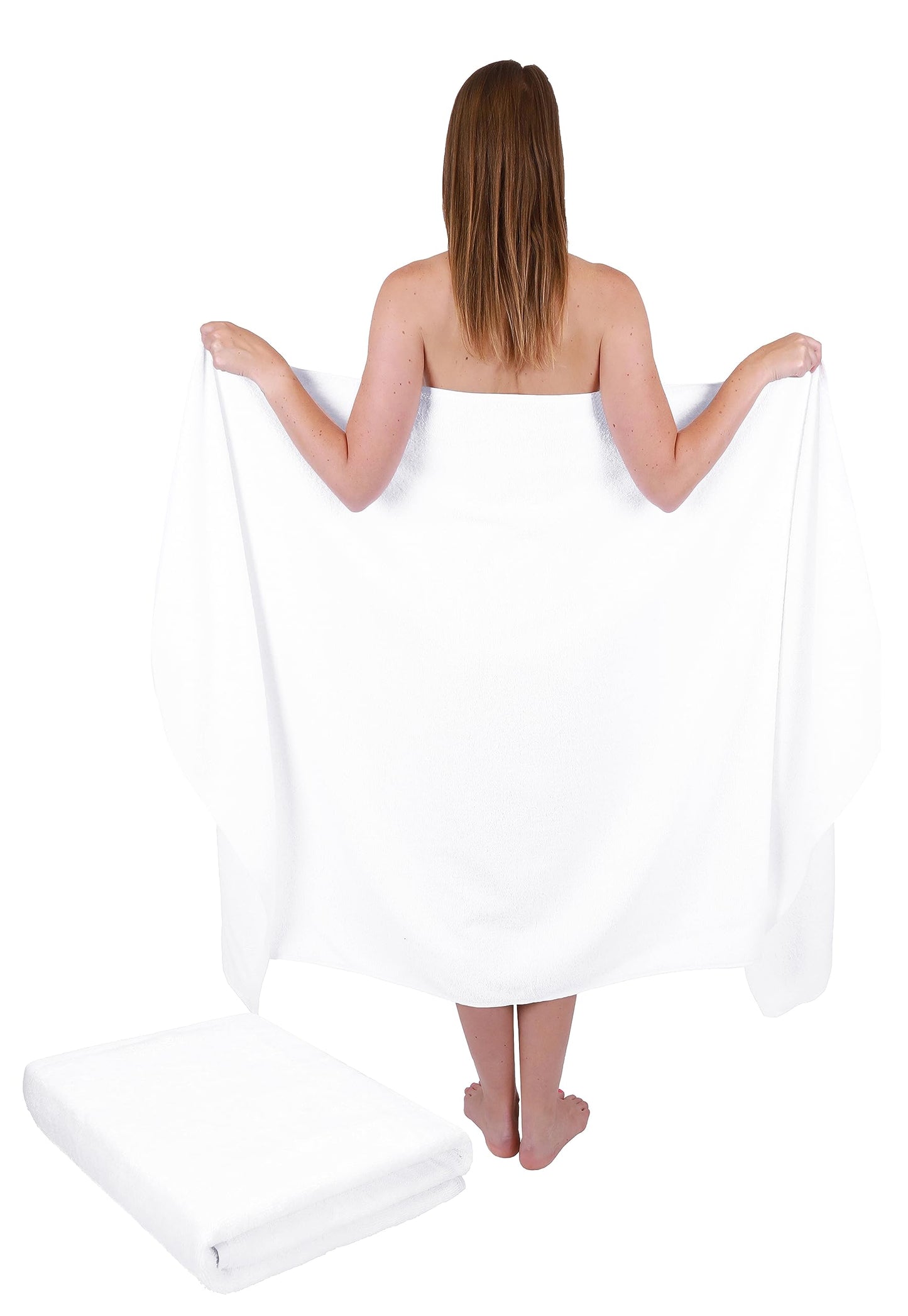 Betz 2 piece bath towels sauna towel set XXL DRESDEN 100% cotton size 100cmx200cm color white - 1909000