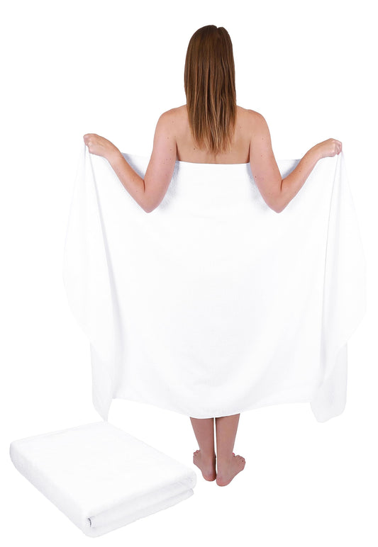 Betz 2 piece bath towels sauna towel set XXL DRESDEN 100% cotton size 100cmx200cm color white - 1909000