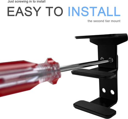 JEMACHE Under Desk Dual Decker Laptop Mount, Hard Aluminum Under Table Desk 2 Tier Holder for Laptop, Mac Mini, MacBook