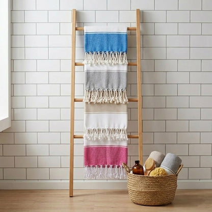Aspendos Turkish Beach Towel – Lightweight, Quick Dry, Sand Free – 100% Cotton Peshtemal Towel – 90x190 cm – Compact & Soft for Bath, Travel, Holiday