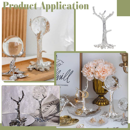 PH PandaHall Crystal Ball Stand Tree Shaped Sphere Holder Silver Crystals Holder Rack for 8 to 10cm Spheres Display Stand Metal Stone Ball Base