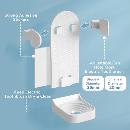 HOMMAND Electric Toothbrush Holder 4 Packs, Upgraded Strong Adhesive Electric Toothbrush Holder Wall Mounted
