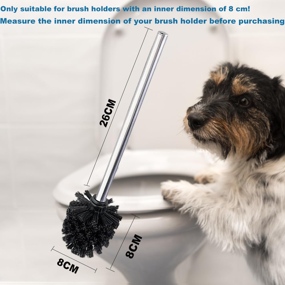 EINESIN Toilet Brush Replacement, Individually Changeable Brush with Strong Dense Bristles and Stainless Steel Handles, 8CM diameter