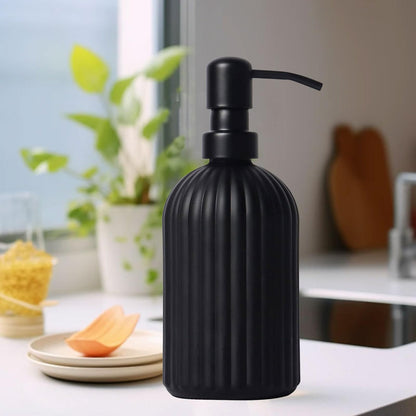 Glass Soap Dispenser, 400ML Shampoo and Conditioner Dispenser, Liquid Hand Soap Dispenser with Black Pump, Refillable Kitchen Bathroom Pump Bottle