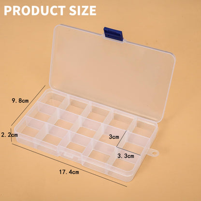 YCZARD 15 Grids Small Jewelry Storage Box Clear Plastic Compartment Bead Storage Box Jewelry Organizer Diamond Art Painting Accessories Container