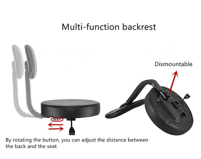 Antlu Adjustable Swivel High Desk Stool Chair for Beauty Kitchen Office Drum,Tall Metal Frame Stool on Wheels and Back (Black)