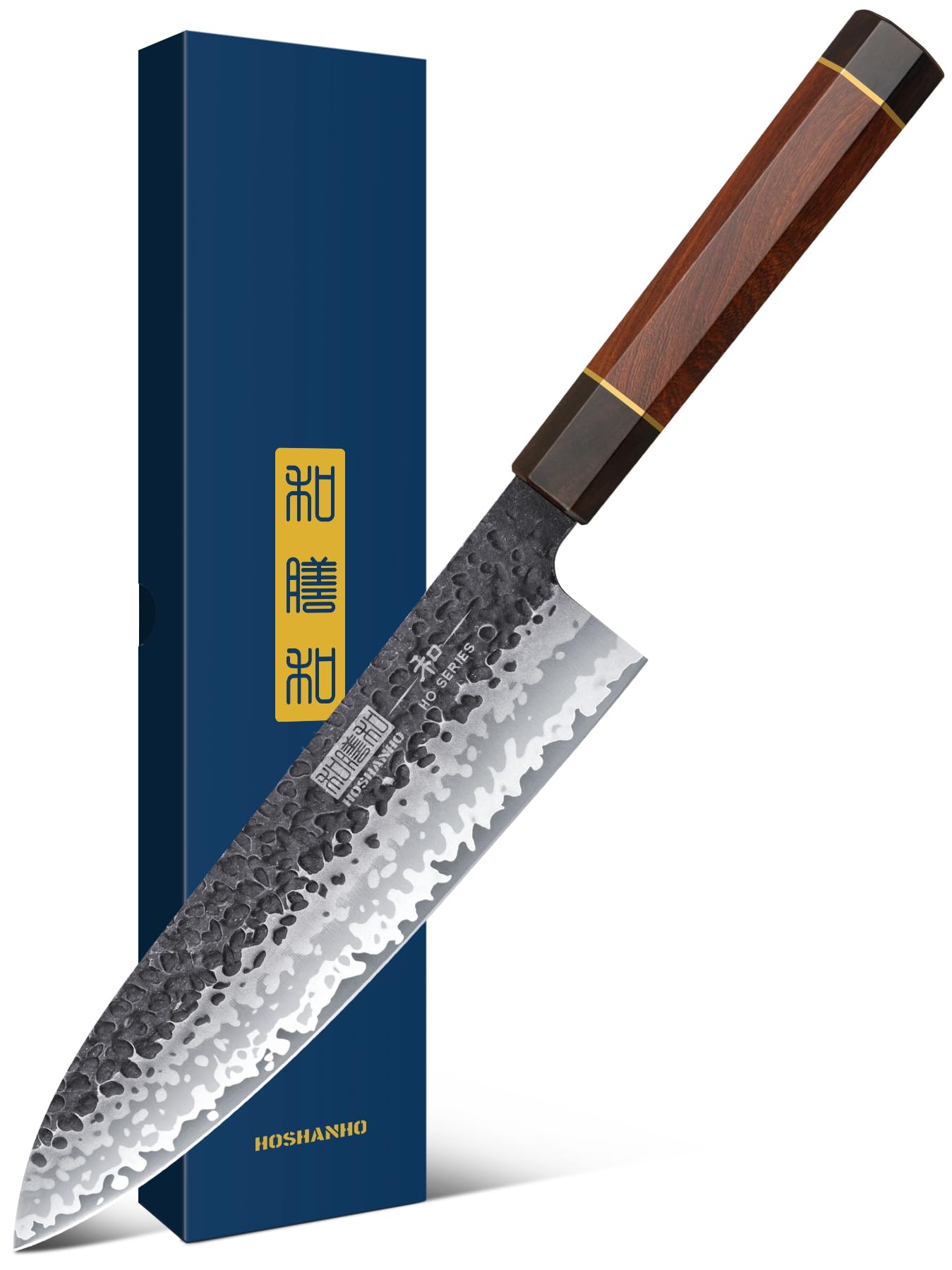 HOSHANHO 8 Inch Japanese Gyuto Chef Knife, 9 Layers 10Cr15CoMoV High Carbon Steel Kitchen Knife, Professional Hand Forged Cooking Knife with Ergonomic