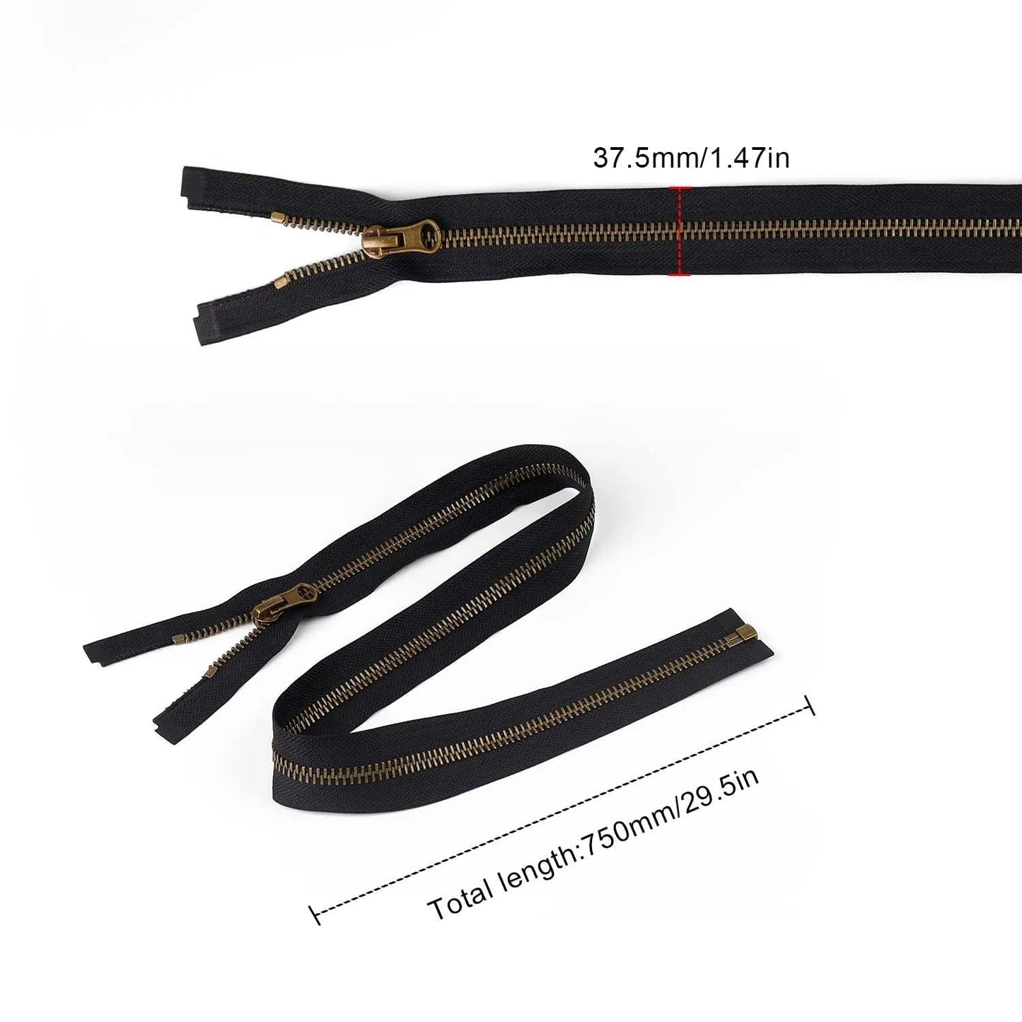 txuzong Zip 65 cm, 26" #8 Metal Zip, Brass Zippers for Jackets, Zips, Separable, for Backpacks, Jackets, Coats