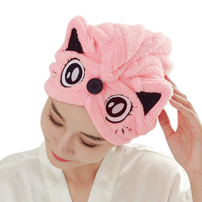 Microfiber Hair Drying Cap Super Absorbent Hair Drying Towels Wrap Women Girls Quick Dry Hair Turban Cap with Button Design Bath Shower Head Wrap