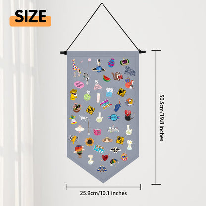 Kunyeah Wall Hanging Brooch Organizer Storage Case Colorful Canvas Pin Board Stand Enamel Pin Badge Hanging Holder Display Banner Earrings Collection