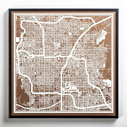 Las Vegas Paper Cut Map White 12×12 inches Paper Art