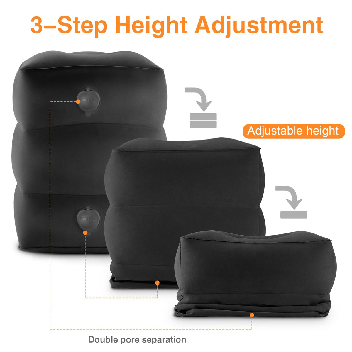 Maliton Inflatable Airplane Foot Rest with Pump Bag (Black, 1 Pack)