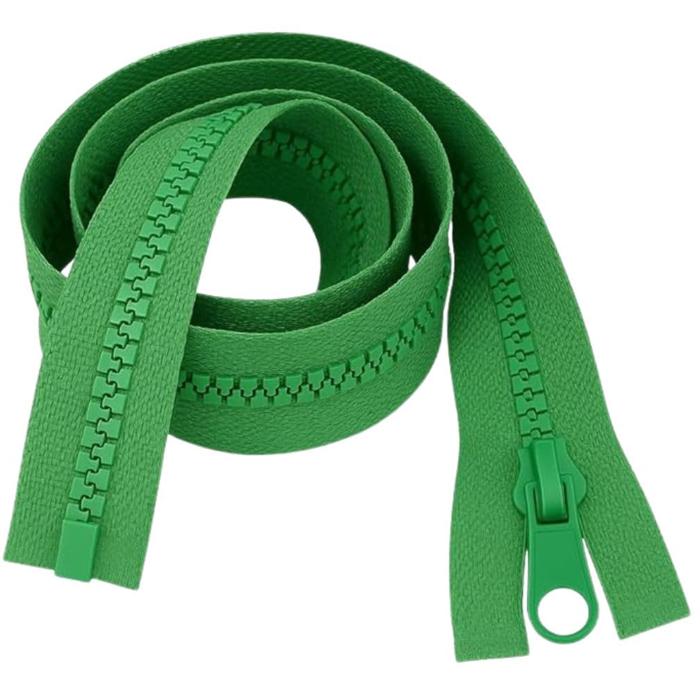 34" (86cm) Bright Green Chunky Zip - Heavy-Duty Open-Ended Separating