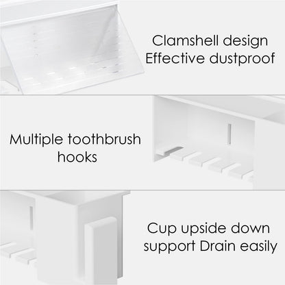 Linkidea 5-Slot Wall Mount Waterproof Toothbrush Holder for Bathroom, Plastic Organizer for Toothpaste, Compatible with Oral-B CrossAction