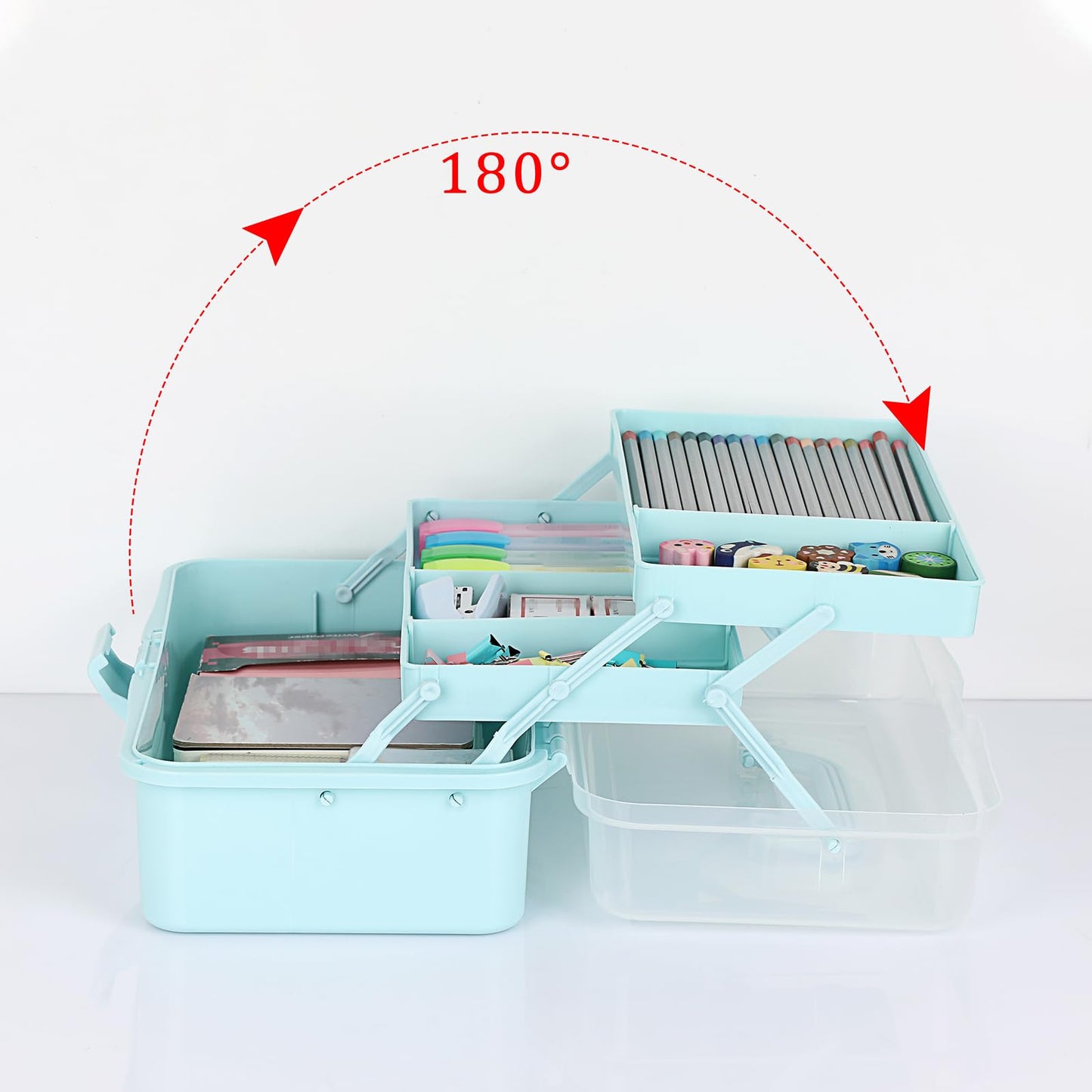 IGNPION 3 Tiers Craft Stackable Storage Box,Plastic Tool Dividing Organiser