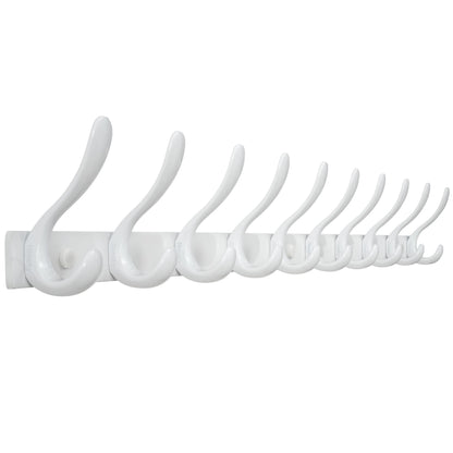 HONSKY Wall Mounted Coat Rack - 94cm Long Heavy Duty Metal 10 Double Hook, Sturdy & Space-Saving, for Hallway,Bedroom, Entryway, Holds Jackets