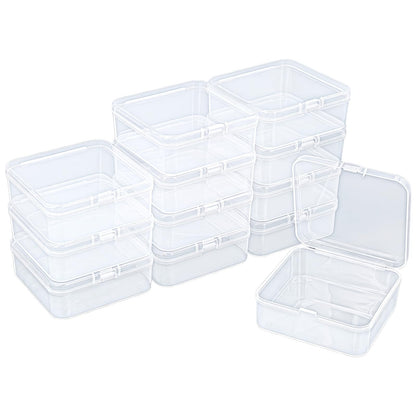 Goodma 12 Pieces Square Empty Mini Clear Plastic Storage Box, 85x85x35mm