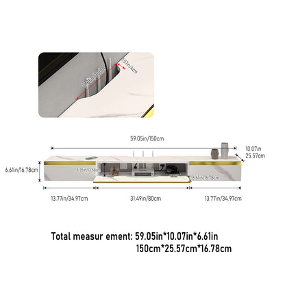 Pmnianhua Floating TV Unit, 59'' Wall Mounted TV Cabinet, Floating Shelves with 2 Drawers and 1 Door