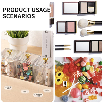 Gukasxi Acrylic Cotton Pad Holder 3pcs Clear Cotton Swab Storage Box with Lid Cotton Ball Container Bathroom Jars for Living Room Bedroom Study Room