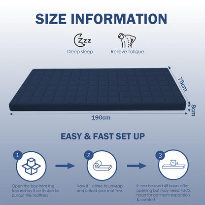 MeMoreCool Roll Up Floor Mattress Small Single, Navy Blue