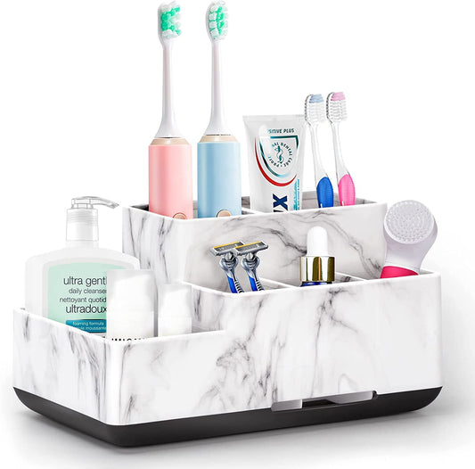 Detachable Toothbrush and Toothpaste Holder for Bathroom Countertop, Large Bathroom Organizer Storage Anti-Slip for Shower, Kitchen, Kids, Family,