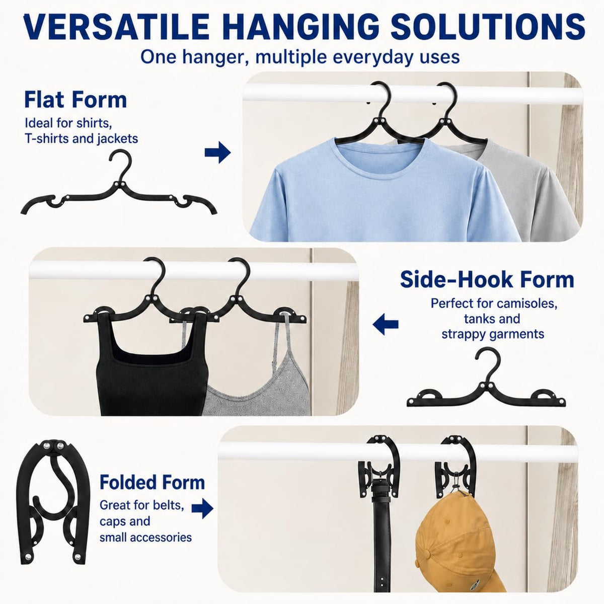 24 Pcs Travel Hangers - Portable Folding Clothes Hangers Travel Accessories Foldable Clothes Drying Rack for Trave (Black)