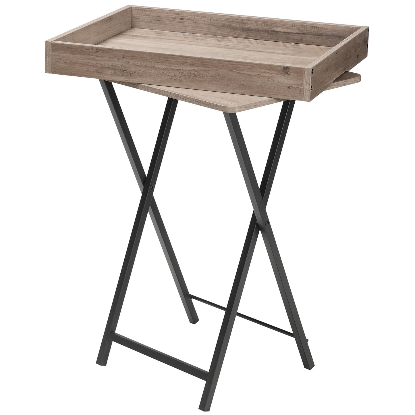 HOOBRO Folding TV Tray Table for Eating, Snack Dinner Side Table with Removable Serving Tray, Foldable Bedside Occasional Coffee Table