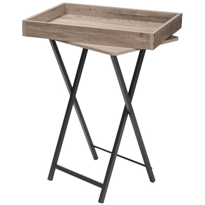 HOOBRO Folding TV Tray Table for Eating, Snack Dinner Side Table with Removable Serving Tray, Foldable Bedside Occasional Coffee Table