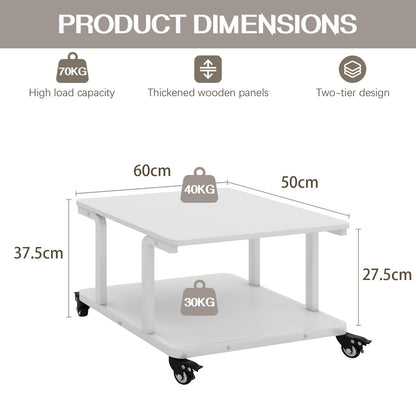 PUNCIA 2-Tier Laser Printer Stand with Storage Shelf for Home Office