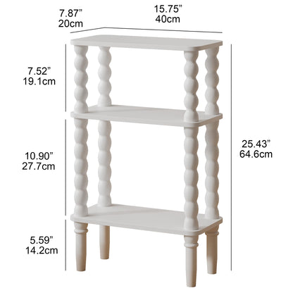 JERX 3-Tier Narrow Side Table Small End Table White