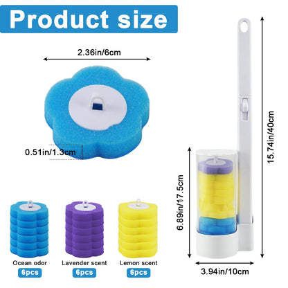 Disposable Toilet Brush & Holder Set with 18 Toilet Wand Replacement Heads