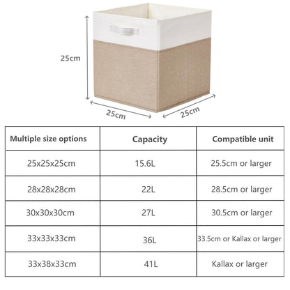 SOCOHOME Fabric Cube Storage Boxes,25x25x25cm Foldable Storage Baskets for Toys Clothes Shelf Nursery Closet(Light Khaki/Creamy White, Set of 4)