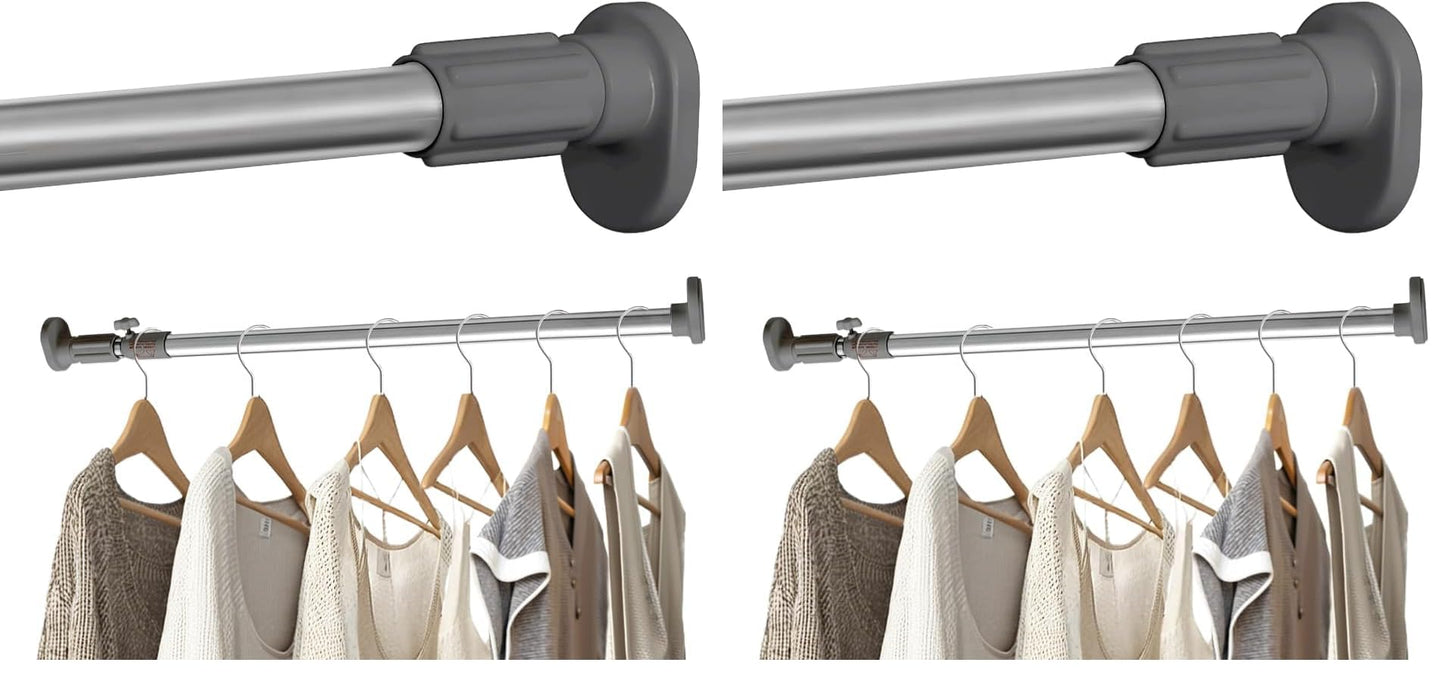 Hershii - Extendable Curtain Rod for Windows and Showers, Oval Head, Clothes Hanging Rod for Closets and Wardrobes, No Drilling, Tube Diameter