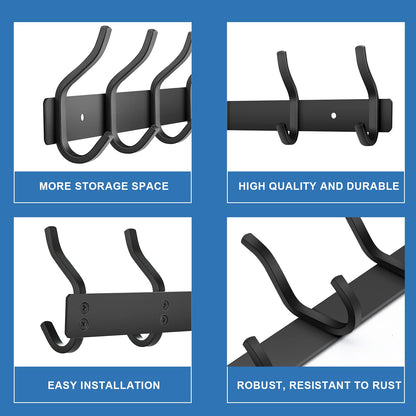 MEIJO Coat Hooks Wall Mounted, Coat Rack Wall Mounted Stainless Steel with 6 Hooks Heavy Duty Coat Hooks for Door, Bedroom, Bathroom, Kitchen