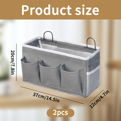 Eidoct Canvas Wall Hanging Organizer Bag with Hook, 3-pockets Storage Bag