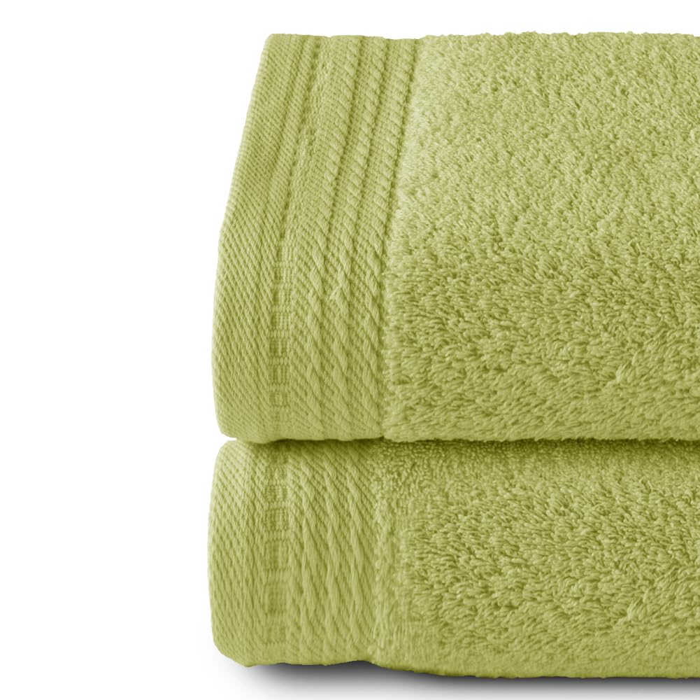 Top Towel - Premium - Large Bath Towels - Bath Towels - 2 Face Towels or Bidet -30x50cm - 100% Cotton - 600g - Lime