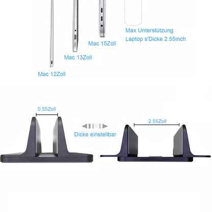 Willdone Vertical Laptop Stand, Aluminium Adjustable Notebook Stand, Space Saving Holder for MacBook Pro/Air, iPad, Samsung, Huawei, Surface, Dell