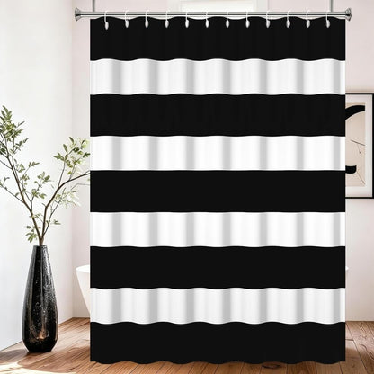 Xiaoterna 105x160cm Black and White Stripes Shower Curtain Vintage Lines Waterproof Polyester Bathroom Curtain Modern Abstract Geometry Aesthetics