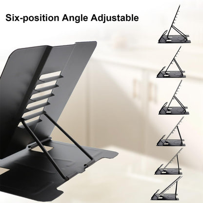 Garegce Metal Book Stand Folding, Book Holder, Cookbook Stands 6-Position Adjustable Height for Reading Rack, Tablet, Mobile Phone