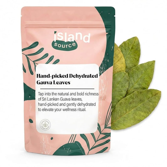Island Source Guava Leaf 50g - Hand-Picked Sri Lankan Guava Leaves, Gently Dehydrated | Caffeine-Free Herbal Infusion Leaves | Resealable Pouch