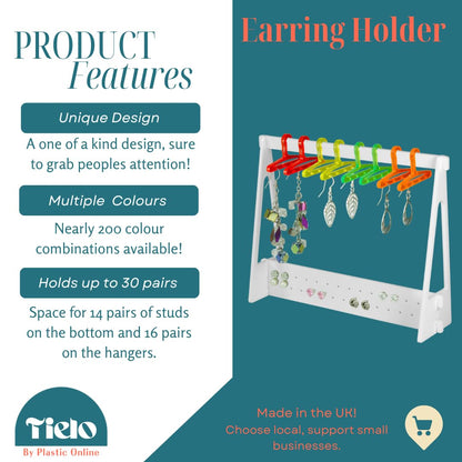 Earring Display Stand with Rainbow Hangers Storage Organiser Unique Cute Stocking Filler (Grey)