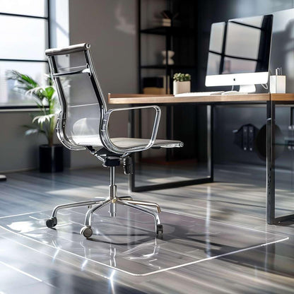 Clear Chair Mat, Non-Slip PVC Clear Wooden Floor Protector Mat with Round Edge, Heat Resistant & Waterproof Flooring Protector for Home and Office