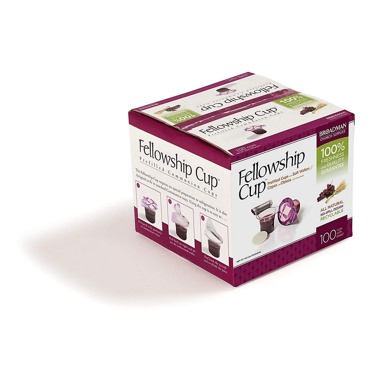 Fellowship cup,Prefilled communion cups juice/wafer-100 cups (net wt.1.62 lb) by BROADMAN CHURCH SUPPLIES