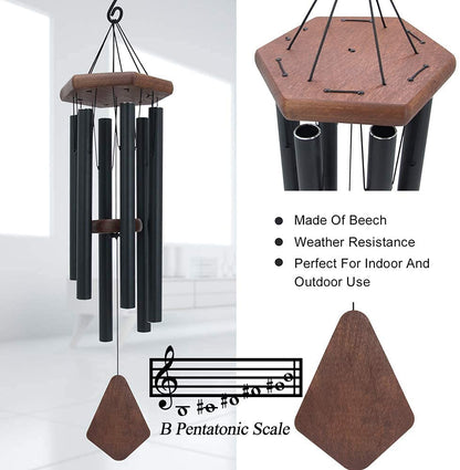 Astarin Memorial Wind Chimes for Outside Deep Tone, Wind Chime Outdoor Sympathy Wind-Chime Personalized with 6 Tuned Tubes, Elegant Chime for Garden