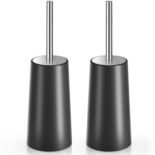 IXO Toilet Brush and Holder, 2 Pack Toilet Brush with 304 Stainless Steel Long Handle, Toilet Bowl Brush for Bathroom Toilet-Ergonomic,